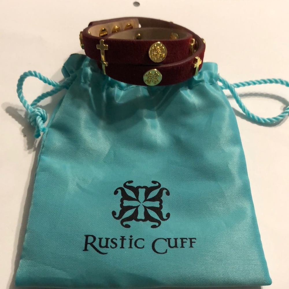 Rustic Cuff Meagen Double Suede cross Maroon Gold